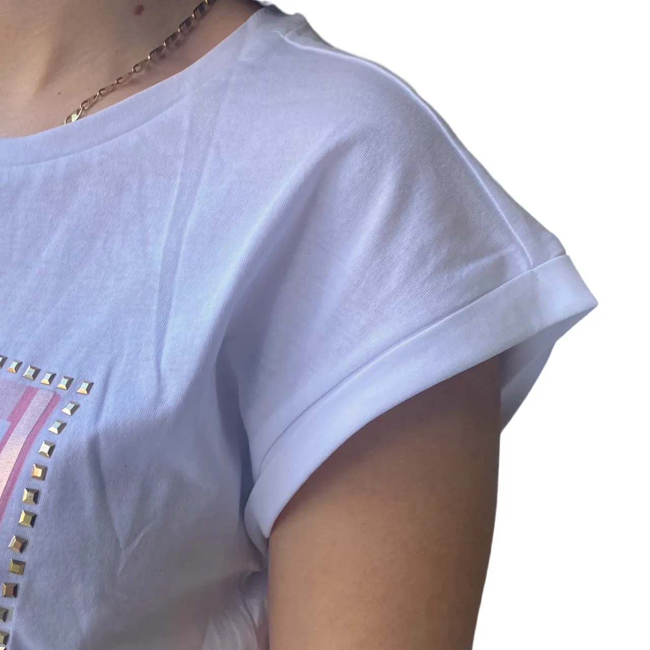 Yes Zee maglietta manica corta da donna con stampa 1442 T239/LU02 0127 bianco Chill Design Cozy Design