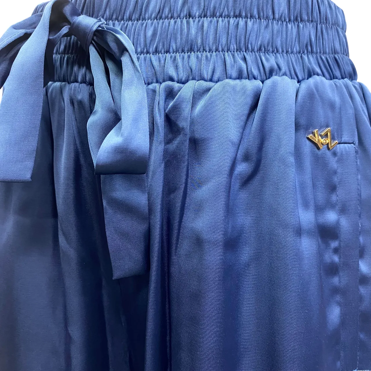 Yes Zee pantalone da donna morbido con coulisse in vita 1455 bluette Basic Style