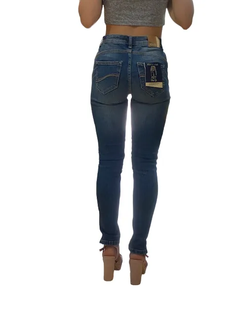 Elastic Free Cuffs Yes Zee Pantalone Jeans donna 5 tasche jeggings P377W205 J712 super stone