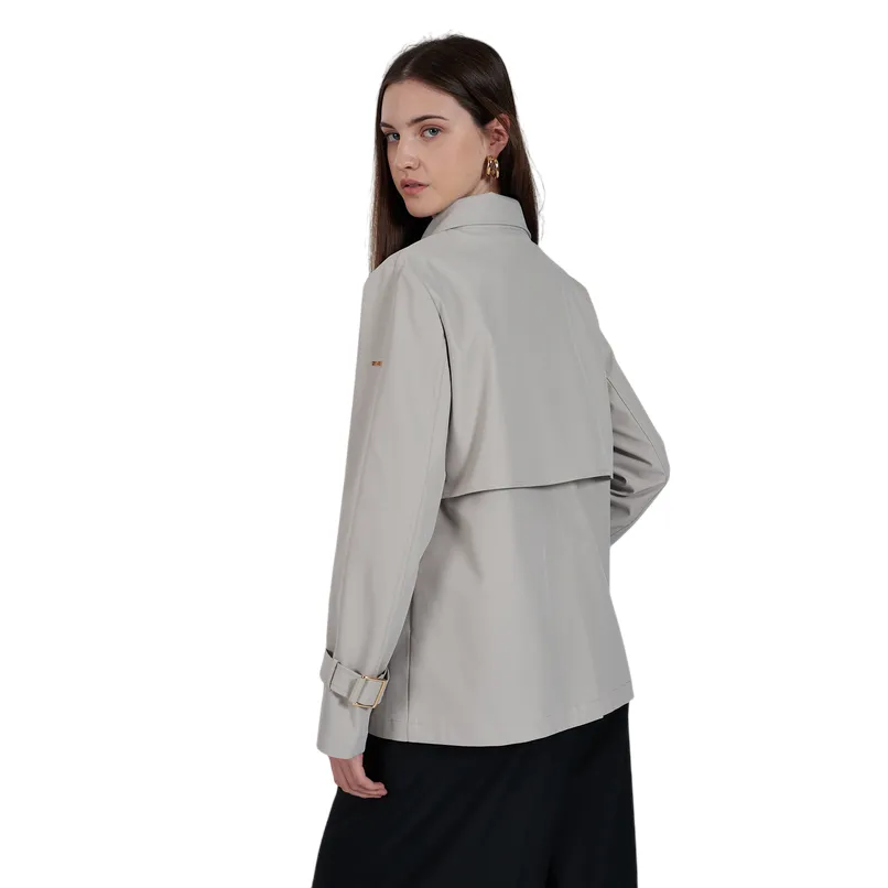 Yes Zee Trench doppiopetto corto da donna 1365 J406 KZ00 0899 grigio suitable for mountain hikes Adjustable Wear