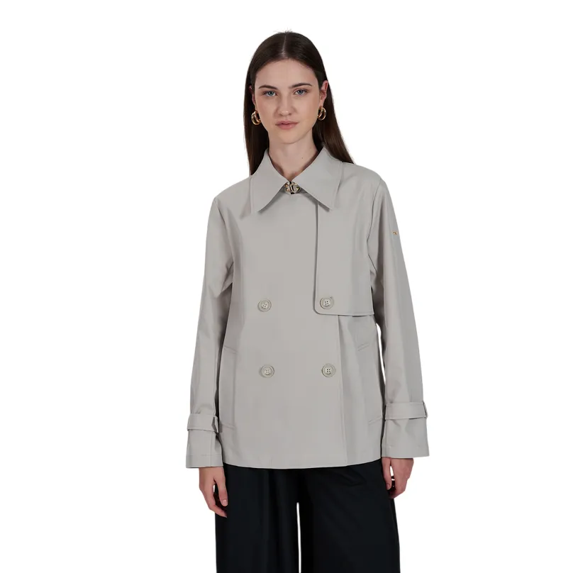 Non Bulky Insulation High-Tech Fabric Yes Zee Trench doppiopetto corto da donna 1365 J406 KZ00 0899 grigio