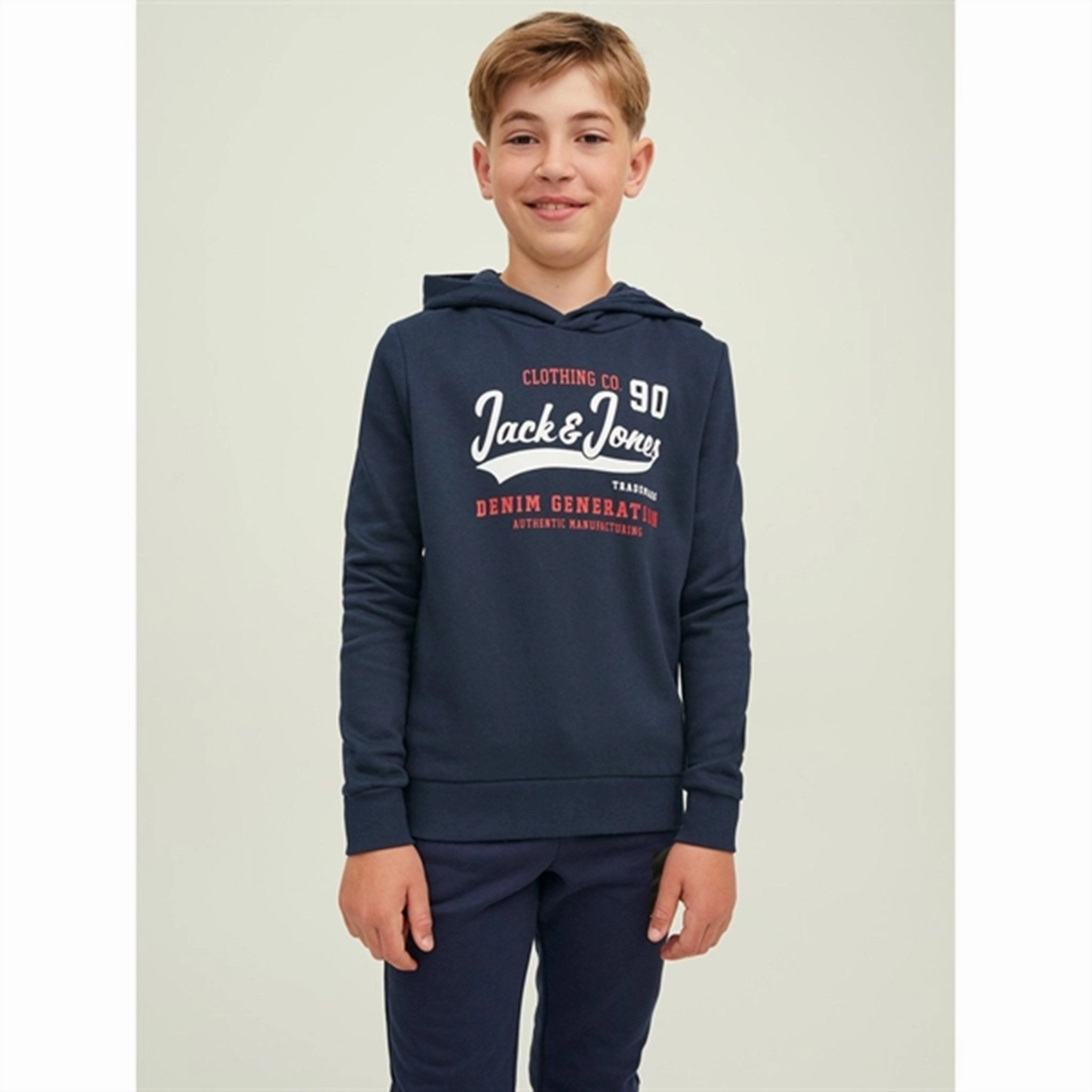 Jack & Jones Junior Navy Blazer Logo Sweat Hoodie Noos Street Look