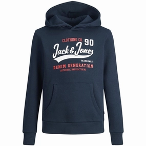Fray Resistant Finish Jack & Jones Junior Navy Blazer Logo Sweat Hoodie Noos
