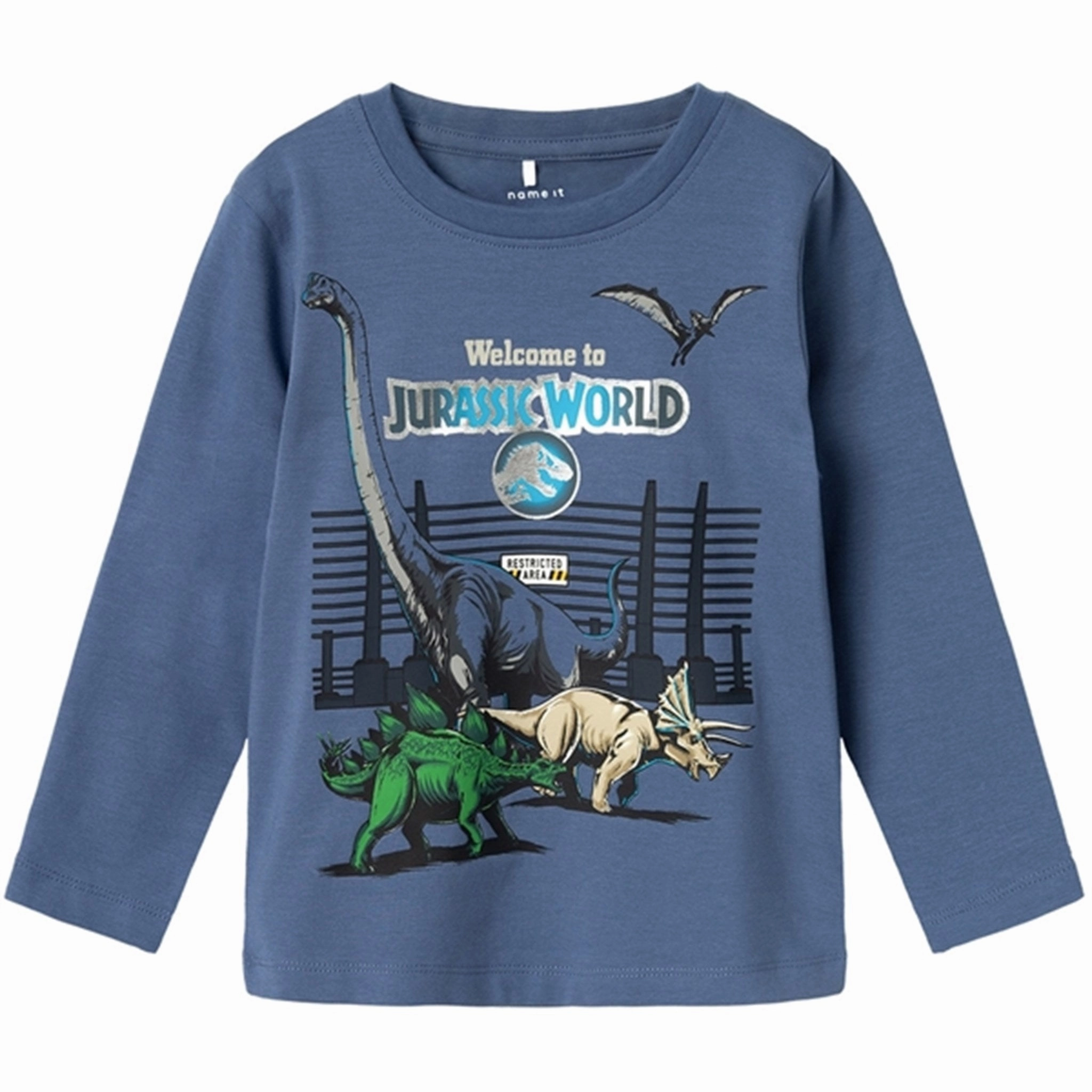 Non Iron Material Tailored Style Name it Bijou Blue Nata Jurassic Blouse