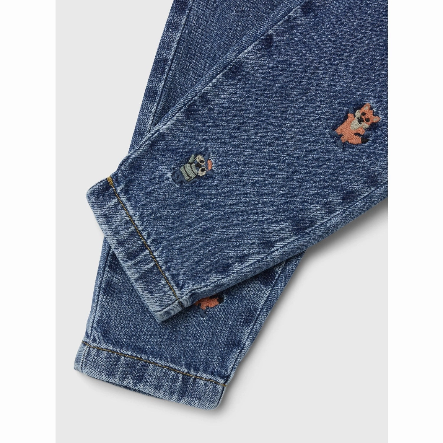 Double Layered Knees Anti Sagging Technology Name It Dark Blue Denim Embroidery Silas Tapered Embellished Jeans