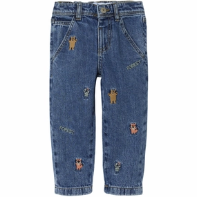 Name It Dark Blue Denim Embroidery Silas Tapered Embellished Jeans Popular Staple
