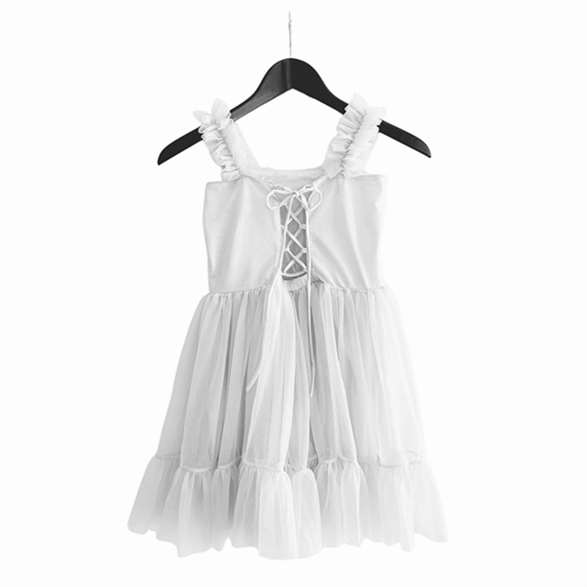 Dolly by Le Petit Heart Dress Lace Up Off White Satin Glow