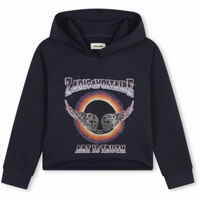 Eco Certified Cotton Blend Sleeve Detail Zadig & Voltaire Night Hooded Crewneck