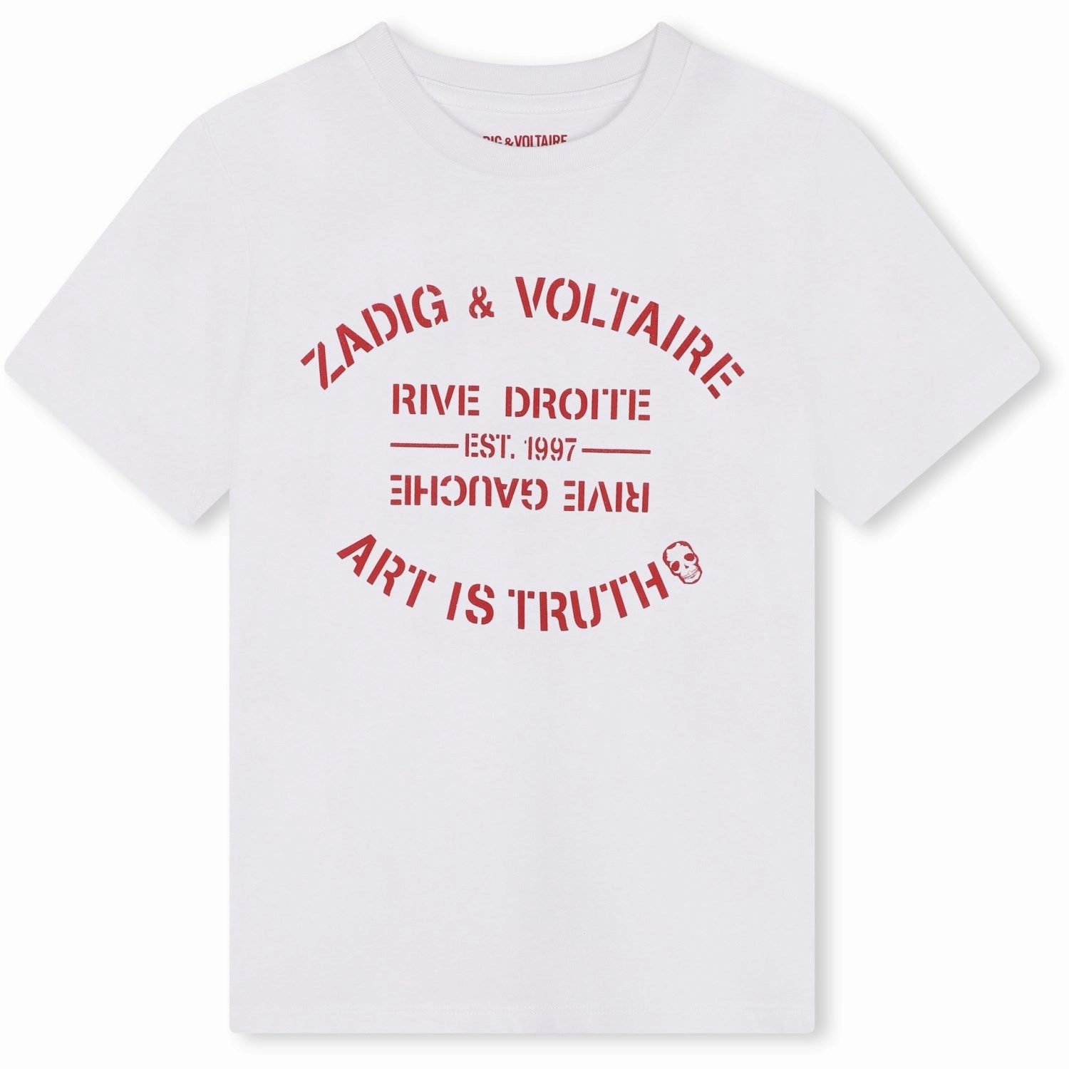Ribbed Collar Trim Everyday Look Wear Zadig & Voltaire White Short Sleeves Tee-Shirt