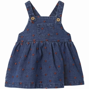 Lil'Atelier Dark Blue Denim Heart Embroidery Liva Loose Denim Skirtall Bright Mood