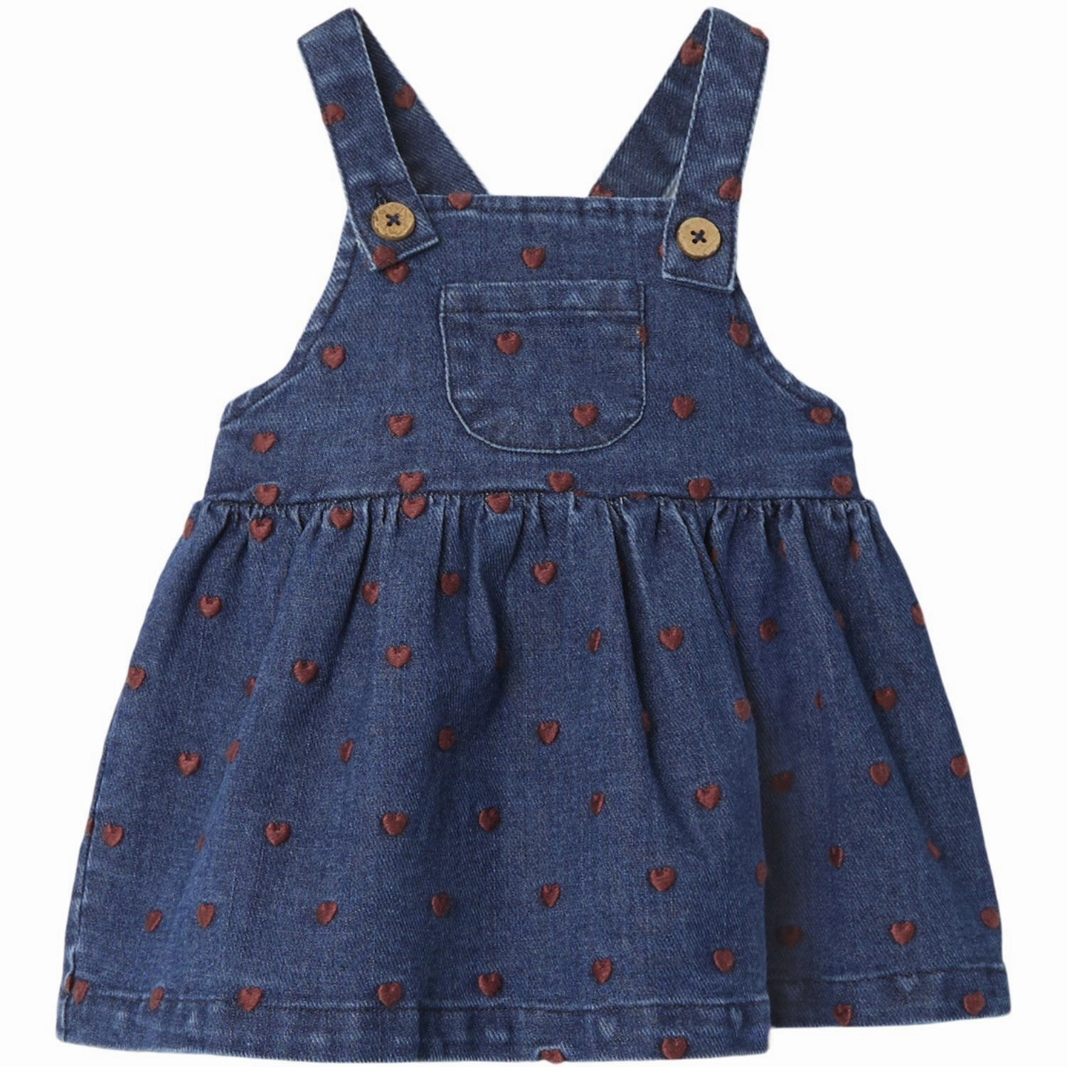 Lil'Atelier Dark Blue Denim Heart Embroidery Liva Loose Denim Skirtall Bright Mood
