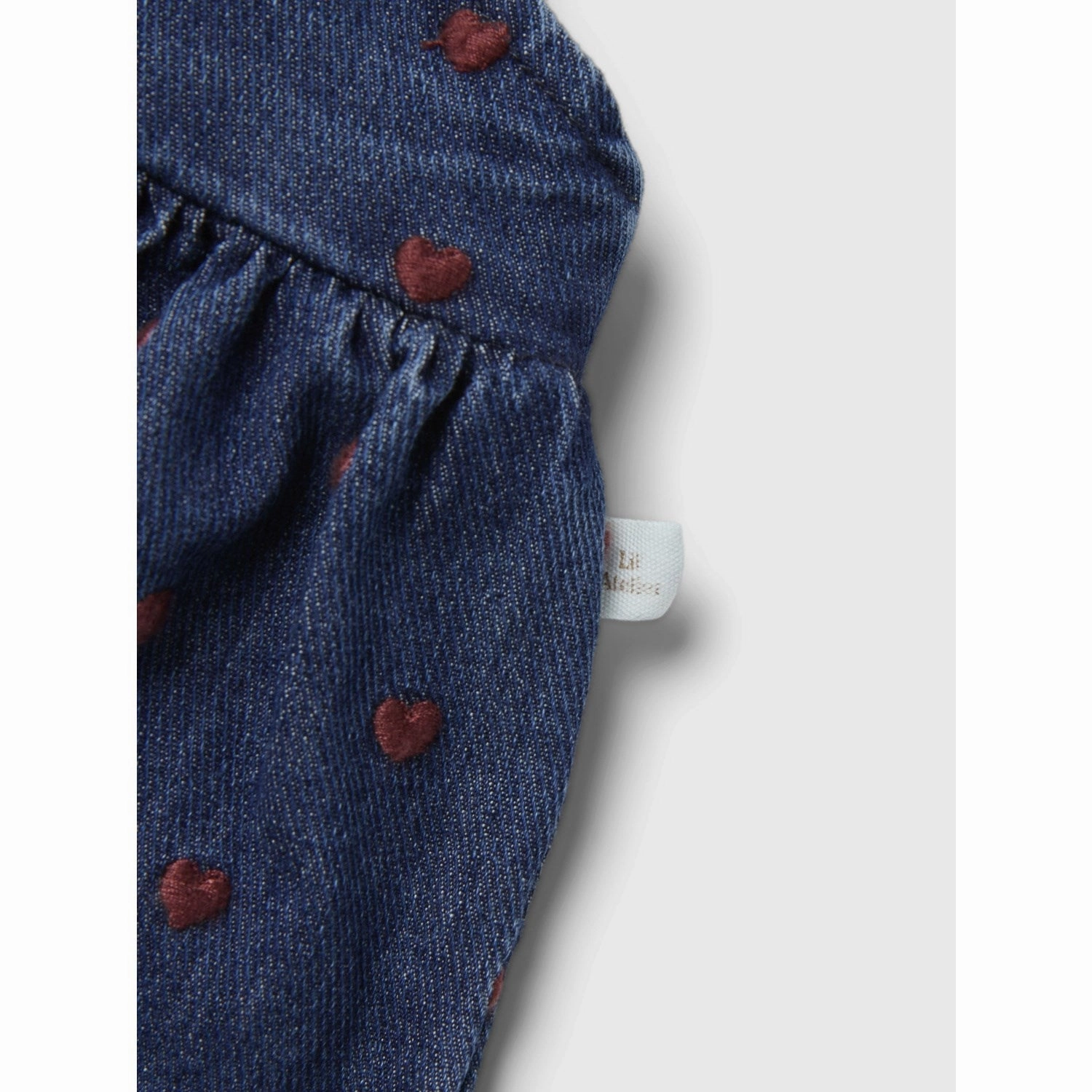 Lil'Atelier Dark Blue Denim Heart Embroidery Liva Loose Denim Skirtall Easy Comfort