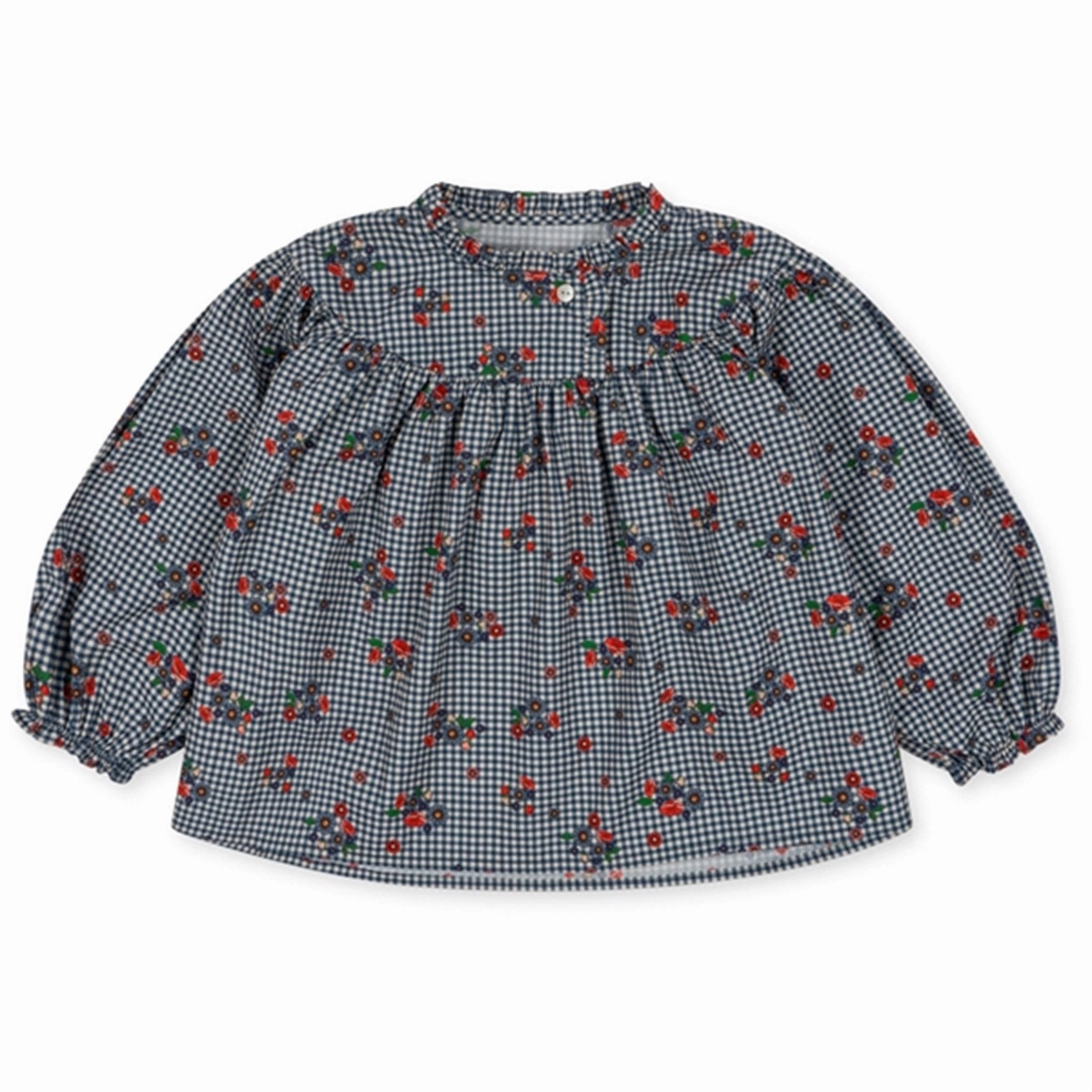 Military Inspired Konges Sl?jd Blossom Check Bibi Blouse