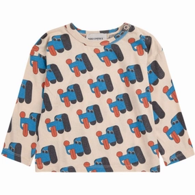 Oversized style Double Stitched Hems Bobo Choses Offwhite Doggy Mate All Over T-Shirt