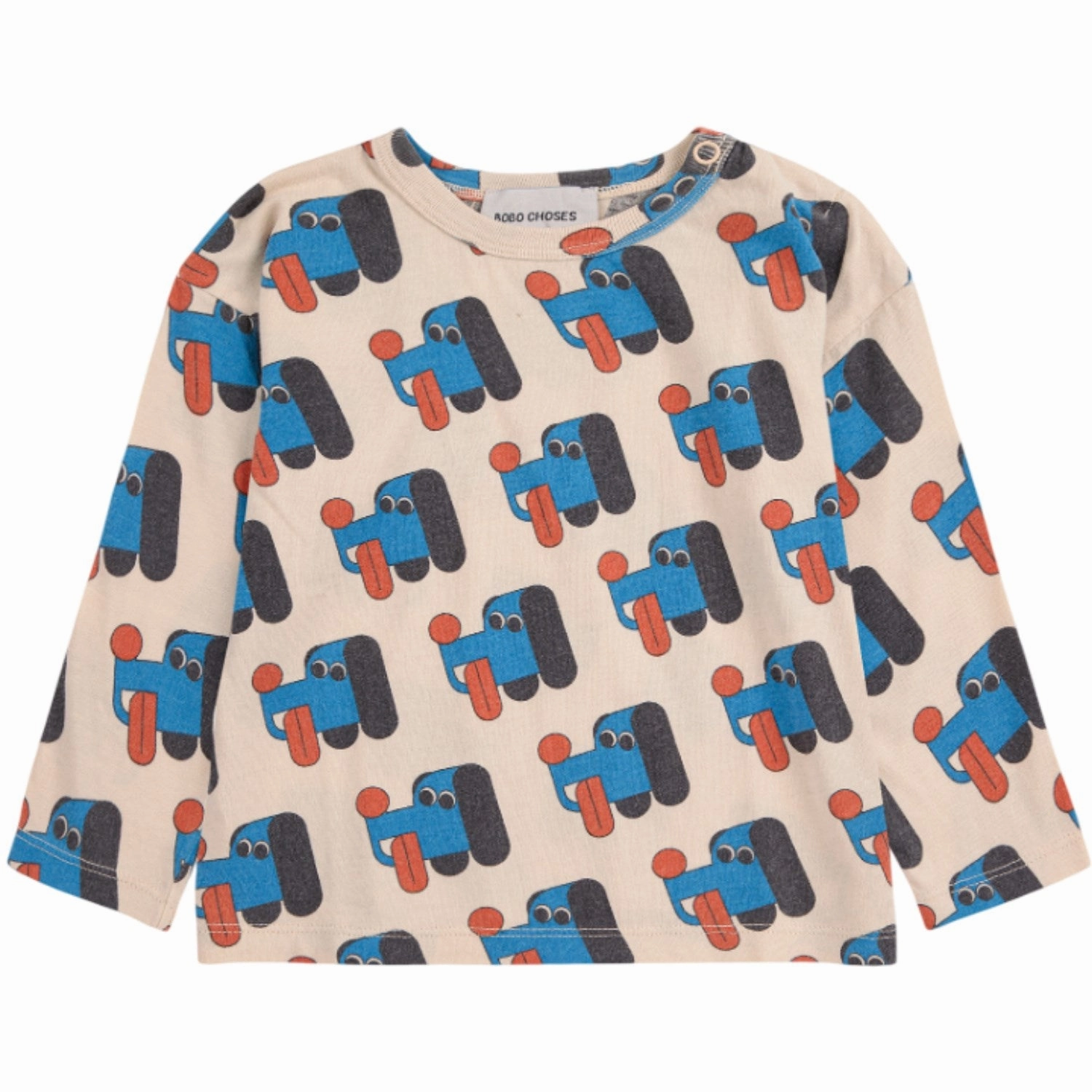 Oversized style Double Stitched Hems Bobo Choses Offwhite Doggy Mate All Over T-Shirt